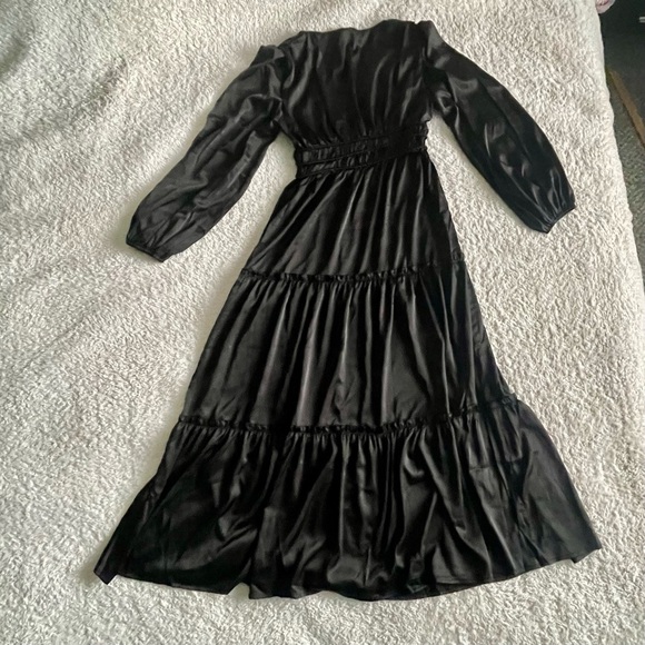 Petal & Pup Black Rowen Long Sleeve Maxi Dress Small Polyester Romantic - Picture 9 of 12